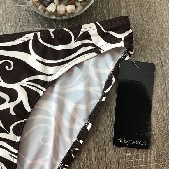 Daisy Fuentes Hipster Bikini Bottom Brown & White Swirl Print - Picture 3 of 7